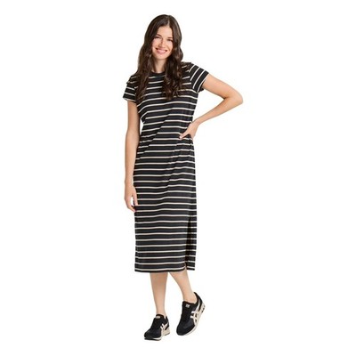 Life is Good. Women's Solid Striped Crusher Weekend Dress, True Black