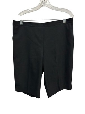 Alfred Dunner 14 Bermuda Shorts Black Elastic Waist Easy Care Old Money Timeless