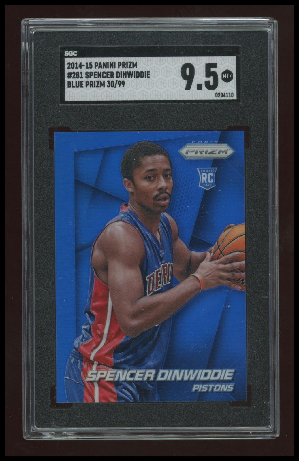 2014-15 Panini Prizm #281 Spencer Dinwiddie Prizms Blue SGC 9.5 #/99 RC
