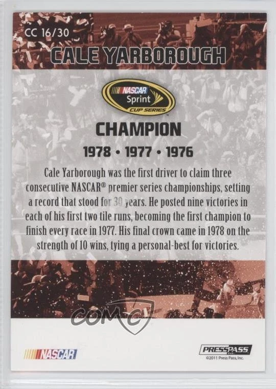 2011 Press Pass Fanfare Championship Caliber Cale Yarborough #CC16 HOF - Image 2 of 2