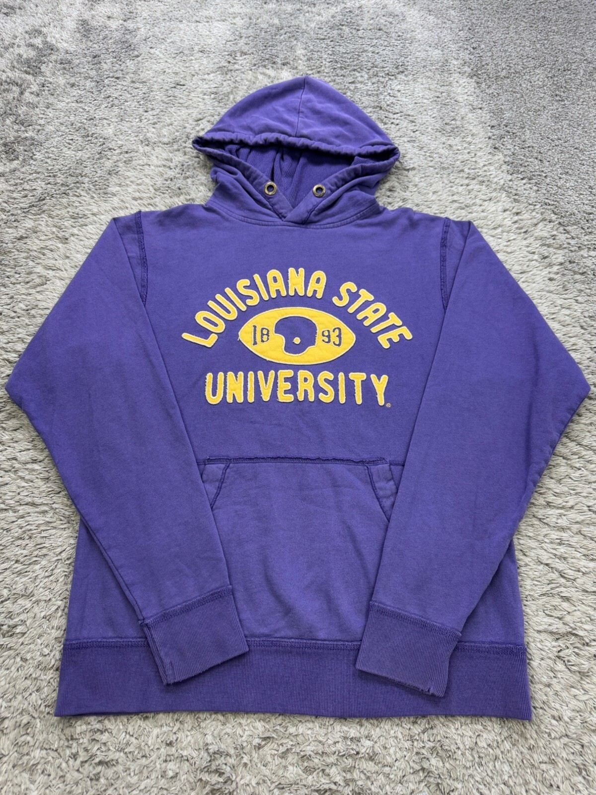 Vtg LSU Tigers Hoodie Mens Small Purple Fleece League Collegiate Sweatshirt NCAA