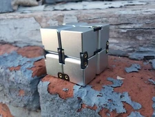 Silver Aluminum Infinity Cube Fidget Toy Anxiety Stress ADHD OCD Adults Kids 