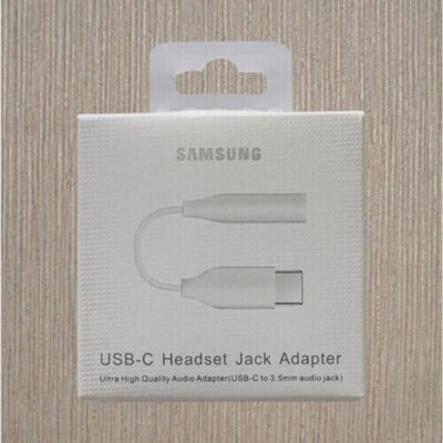 New White Audio Aux Headphone USB Type C Headset Jack Adapter to 3.5mm