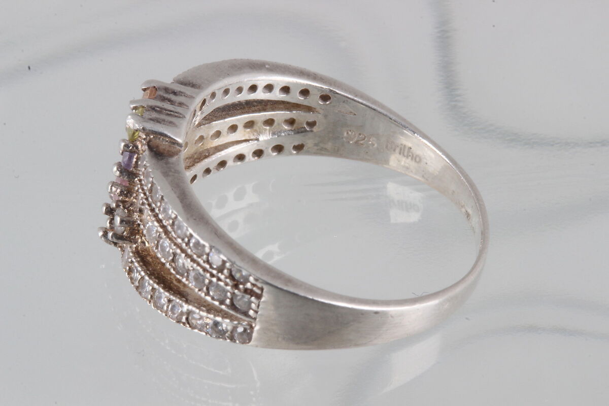 BRILHO STERLING SILVER PASTEL STONES RING SIZE 7 925 FINE BRILHO STERLING SILVER PASTEL STONES RING SIZE 7 925 FINE