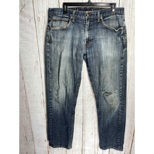 Straight Denim Jeans Blue Faded Look 