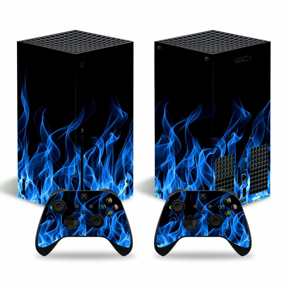 Vinyl Full Skin For Xbox SERIES X Console 2 Controller Blue Flame