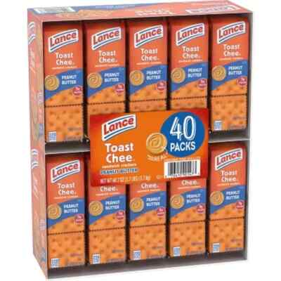 Lance ToastChee Peanut Butter Crackers - 1.52 oz - 40 Pack - Convenient Snack