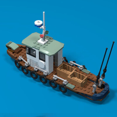 A Small Fishing Boat Model Buiding Toys Set Creative Play 212 teile MOC