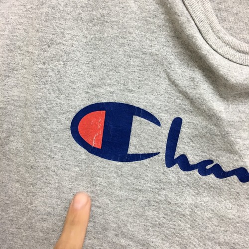 Champion Shirt Large Adult Gray Short Sleeve Pullover Casual Graphic Tee Mens L - Picture 5 of 10