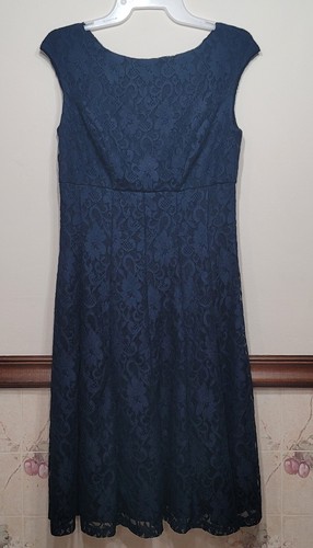 Womens Ralph Lauren Sapphire Blue Lace Boat Neck Cap Sleeve Dress Size 4 |  eBay