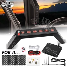 Grab Handle 6 RGB Gang Auxiliary Switch Panel Relay System For Jeep Wrangler JL