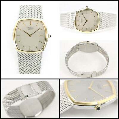 Seiko Credor 5930-5390 Vintage 14K Stainless Steel White Seiko Credor 5930-5390 Vintage 14K Stainless Steel White
