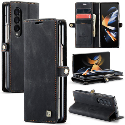 For Galaxy Z Fold 4 Luxury PU Leather Flip Card Holder Wallet  Phone Case