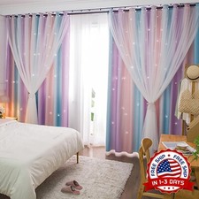 Cortinas Infantiles Para Dormitorio De Ni as, Cortinas De Princesa W52 X L63 NEW