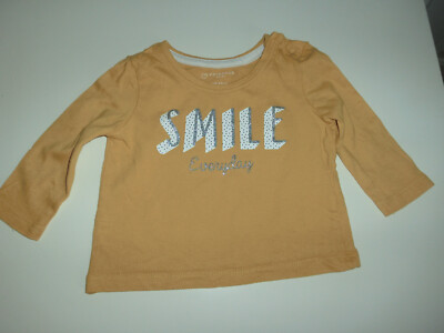 Gelbes Shirt Langarm mit glänzendem Druck ''SMILE-Everyday''  Gr. 62