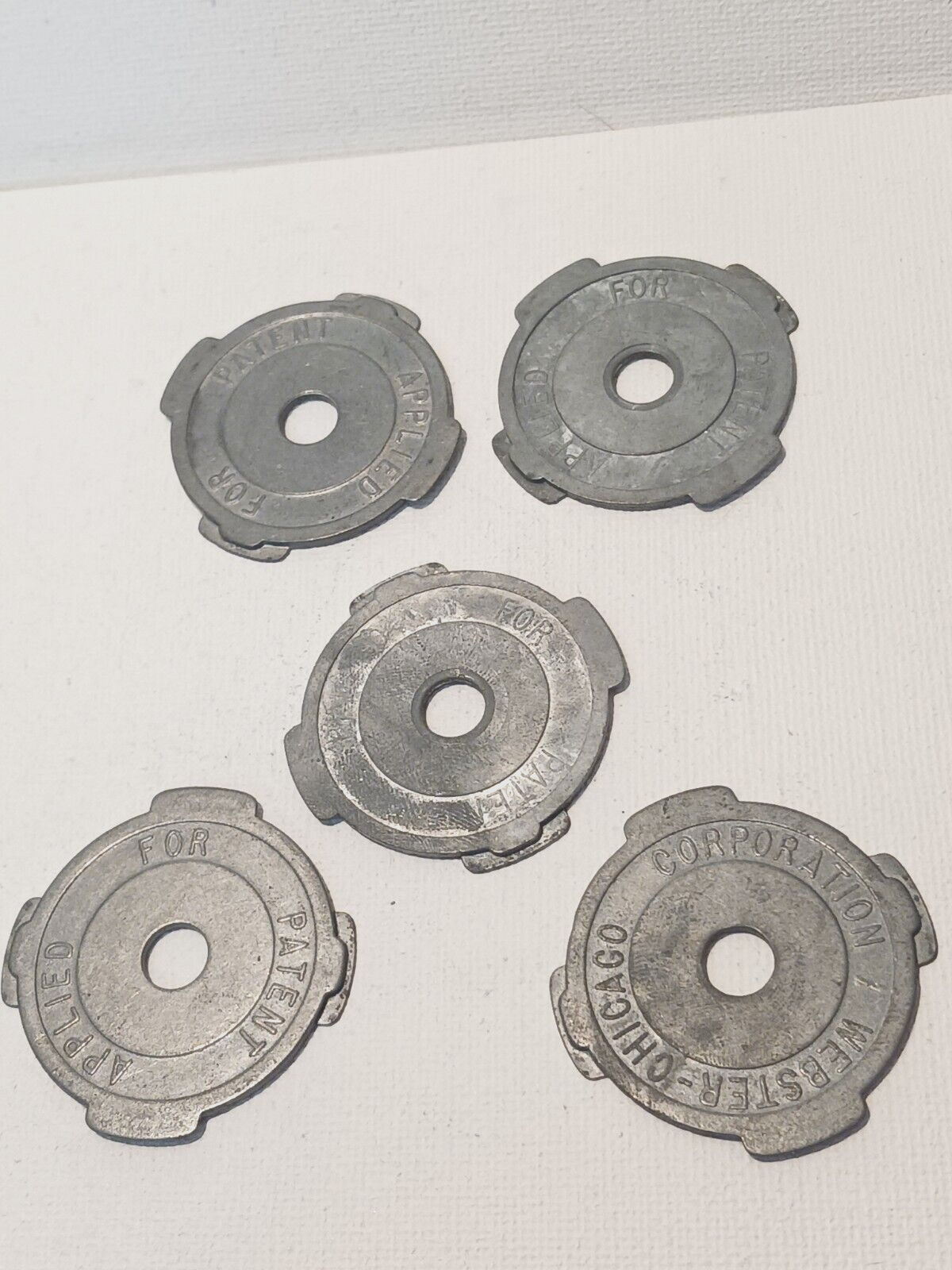 5 VINTAGE WEBSTER CHICAGO CORPORATION METAL 45 RPM RECORD INSERT ...