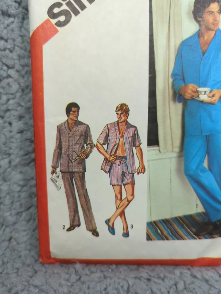 Pajamas Sleep Pants Short Shirt Mens 46 - 48 Simplicity 6381 Sewing Pattern Cut - Image 2 of 4