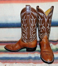 Womens Vintage Tony Lama Brown Lizard Leather Cowboy Boots 5.5 B Excellent Cond