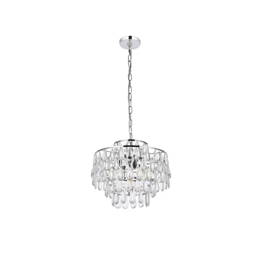 Elegant Lighting Mila 16" Contemporary Iron and Crystal Pendant in Chrome - Picture 3 of 8