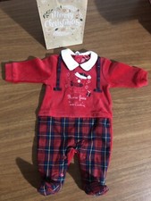 Tutina natalizia ciniglia neonato rossa 0/3  mesi Pierre Cardin Merry  Christmas