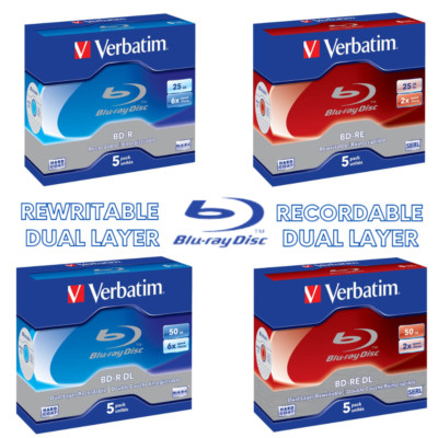 Verbatim Blu-ray Rohlinge 50/ 25 GB wiederbeschreibbar Double Layer 5er Pack