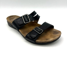 Dansko Rosie Black Leather Slide Sandals Wmn's 38 EU/7.5-8 US Adjustable