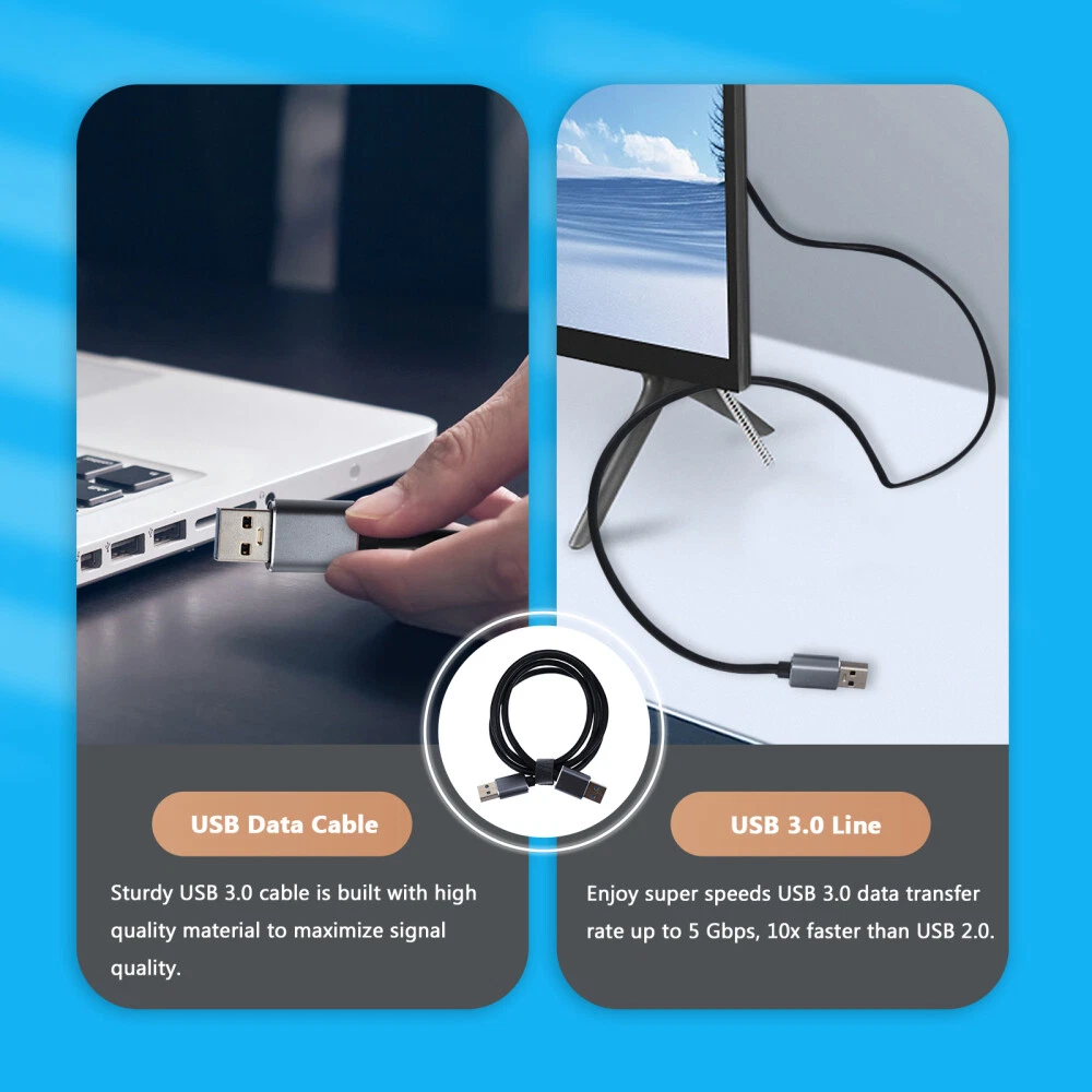 4-Port USB 3.0 Hub with Extension Cable for Laptop & PC