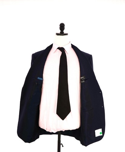 $10,000 KITON - "DIAMANTE BLUE" Iconic Chalk Stripe Navy Suit 2-3 Roll Lapel - 4 - Picture 7 of 12
