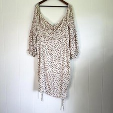 Shein Pink Floral Long Sleeve Scrunch Ruffle Plus Size Dress Women’s 4XL 
