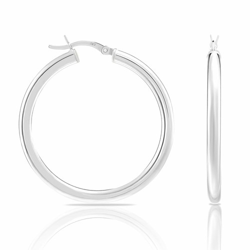 925 Solid Sterling Silver Shiny Polished Chunky Creole Hoop Earrings All Sizes - Picture 17 of 44