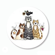 30 Prim Cats Kittens Scrapbook Stickers 1.5" Round Envelope Seals Cat Labels