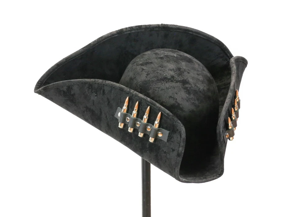 Black Pirate Hat Real .223 M16 Rife Bullet Copper Tips Costume Corsair Cosplay - Image 3 of 4