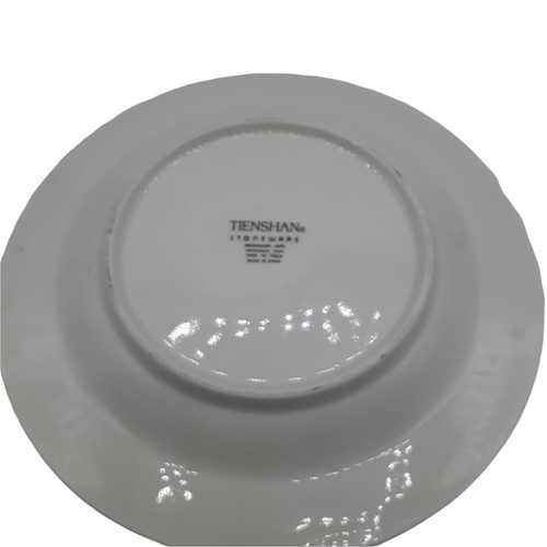6 Shallow Bowls Raspberry Social Tienshan Stoneware 8" Sauce Dessert Salad Plate - Picture 8 of 9