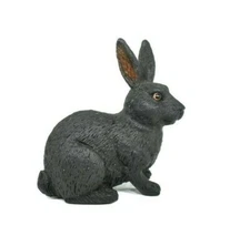 Rabbit Black Realistic Small Toy Model Plastic Replica Forest Animal Gift M051