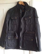 Ladies Quilted Belted Jacket Size 12 Black