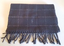 Polo Ralph Lauren 100 lambswool fringe scarf black gray made in Scotland