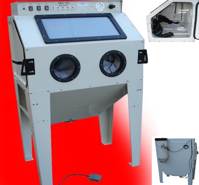 Sandstrahlger t SBC 350 Mit Absaugung SANDSTRAHLKABINE SANDSTRAHLANLAGE 