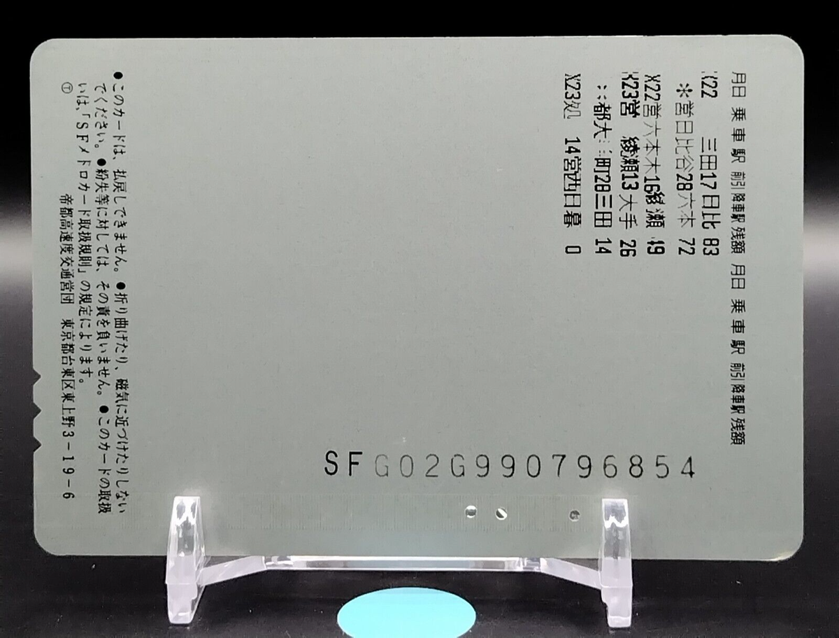 Tokyo Metro Route Map Prepaid iO Card for Train Used Japan