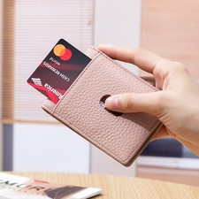 Real Leather Minimalist Bifold Card Holder Wallet RFID Blocking Slim ID Wallet