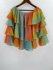 Show Me Your Mumu Party Blouse SMALL Chi Chi Tiered Ruffle Chiffon Sheer Ombre