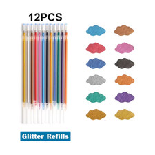 12/24Pcs Metallic Glitter Colors Gel Pens Pen Refills for School Office Adult