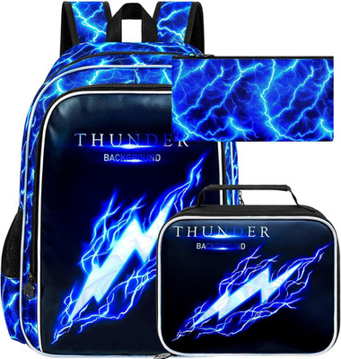 17'' Backpack for Boy, 3Pcs Lightning Bookbag for Elementary Preschool Kindergart