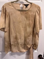 Simply Vera Wang Short Sleeve Blouse Tie waist  tie dyes Batik pattern Sz L