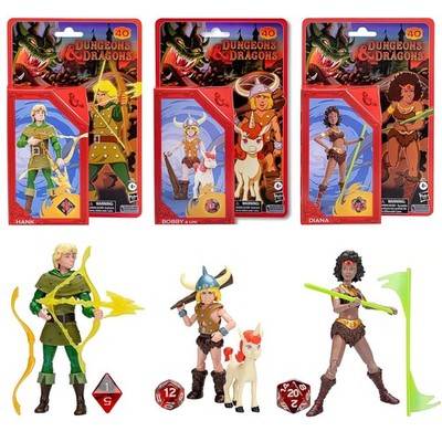 Dungeons & Dragons Cartoon Classic Bobby & Uni, Diana, Hank 6'' Action Figure Set