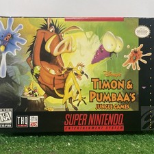 Timon and Pumbaa Jungle Games (Super Nintendo SNES, 1997) CIB Manual VG Shape