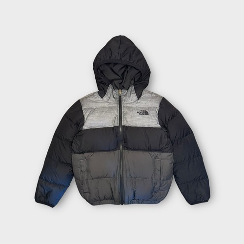 The North Face 550 Black & Gray Reversible Puffer Hoodie Jacket - Picture 1 of 9