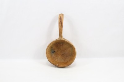 Antique Norwegian Wooden scoop 1881 | Large Burl Wood Ause | Scandinavian Folk