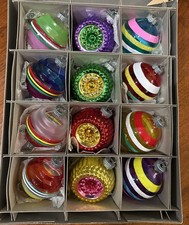 Christopher Radko Vintage 1940s Shiny Brite Glass Ornaments Set Of 12 Medium