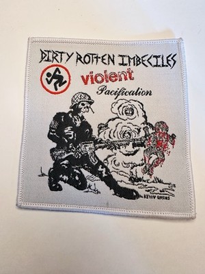 D.R.I., DIRTY ROTTEN IMBECILES, WHITE BORDER, 4X4 INCHES, PATCH