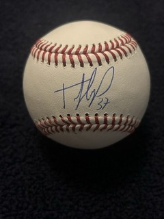 TEOSCAR HERNANDEZ SIGNED AUTOGRAPHED OML BASEBALL BECKETT DODGERS 2X WS CHAMP